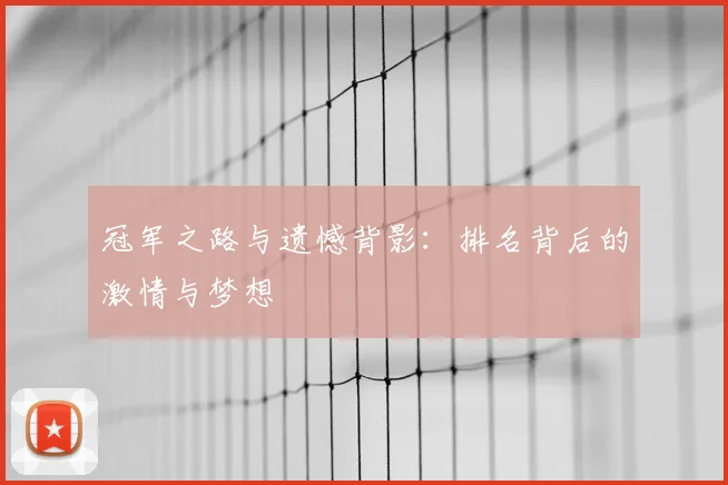 冠军之路与遗憾背影:排名背后的激情与梦想
